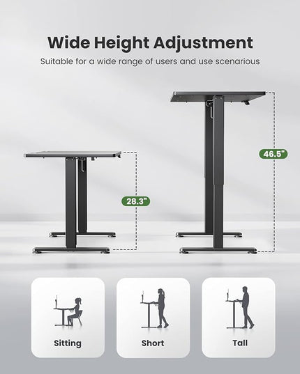 Marsail LED Light Electric Standing Desk, 4824 Inch, Dark Black - LeafyLoom