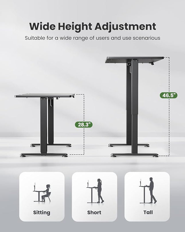 Marsail LED Light Electric Standing Desk, 4824 Inch, Dark Black - LeafyLoom