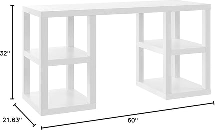 Ameriwood Home Parsons Deluxe Desk, White - LeafyLoom