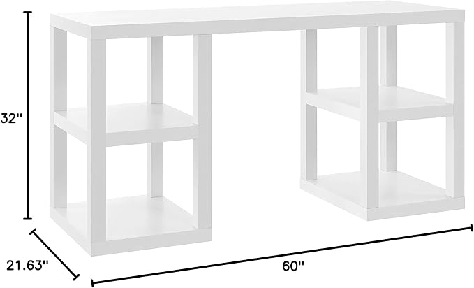 Ameriwood Home Parsons Deluxe Desk, White - LeafyLoom