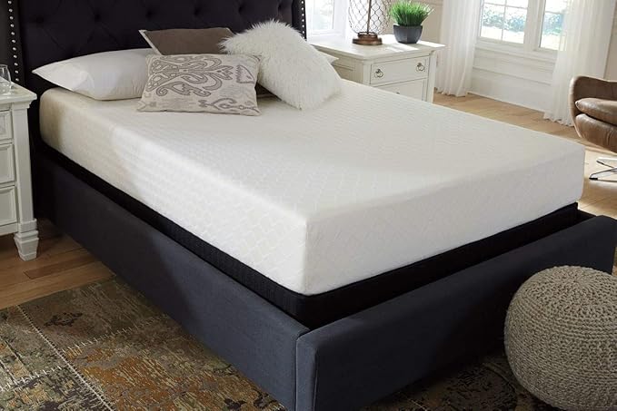 Signature Design by Ashley King Size Chime 10 Inch Medium Firm Memory Foam Mattress with Green Tea & Charcoal Gel - LeafyLoom