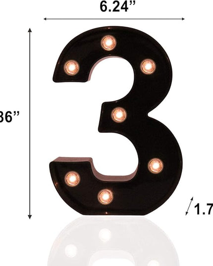 Light Up Black Alphabet Marquee Number Sign LED Marquee Number Lights Sign for Night Light Home Bar Christmas Lamp Birthday Party Wedding Decoration 3 - LeafyLoom