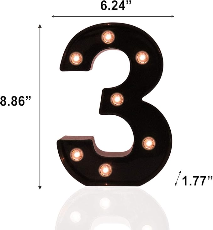 Light Up Black Alphabet Marquee Number Sign LED Marquee Number Lights Sign for Night Light Home Bar Christmas Lamp Birthday Party Wedding Decoration 3 - LeafyLoom