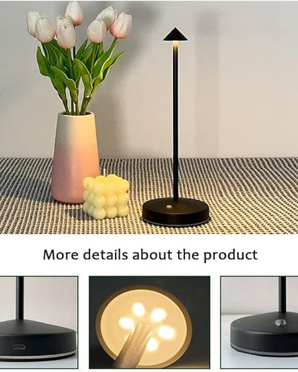 2 PACK Cordless Lamps,Battery Rechargeable Table Lamp,Portable Lamps,2 Level Brightness Dimmable Night Light,Minimalist Design, Cordless Table Lamps for Living Room/Restaurant/Couple Dinner(Black) - LeafyLoom