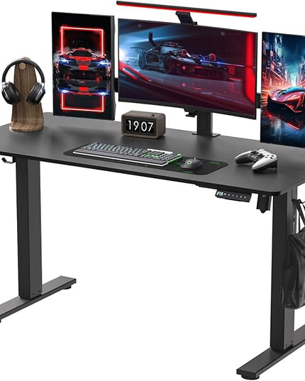 Electric Standing Desk Height Adjustable - 55 x 24 Inches Sit Stand up Desk & Memory Preset Ergonomic Rising Desks for Work, Home Office Workstation Gaming Rising Desk Study Table - LeafyLoom