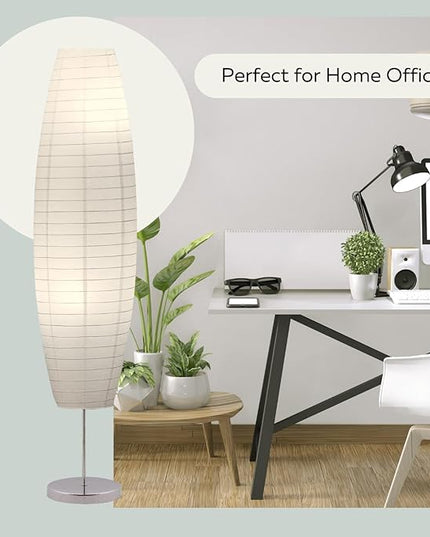 LIGHTACCENTS Rice Paper Floor Lamps 59-Inch Tall Set of 2 Paper Lantern Lamps with Paper Shades - Rice Paper Floor Lamps for Living Room Fits in Modern Room Decor Dorm Room Essentials (2-Pack) - LeafyLoom