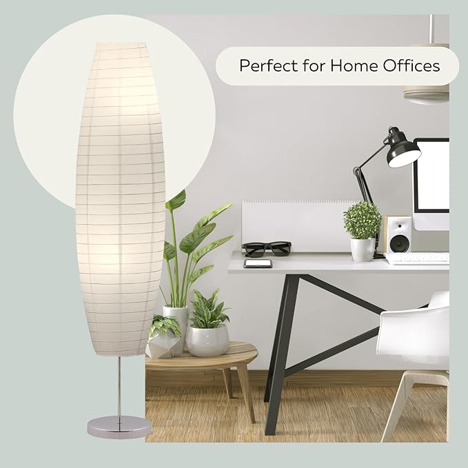 LIGHTACCENTS Rice Paper Floor Lamps 59-Inch Tall Set of 2 Paper Lantern Lamps with Paper Shades - Rice Paper Floor Lamps for Living Room Fits in Modern Room Decor Dorm Room Essentials (2-Pack) - LeafyLoom