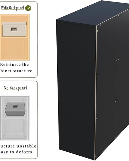 6-Cube Storage Shelf Bookcase - Wooden 3-Tier Floor Standing Open Bookshelf for Home and Office, Display Cabinet, Black - LeafyLoom
