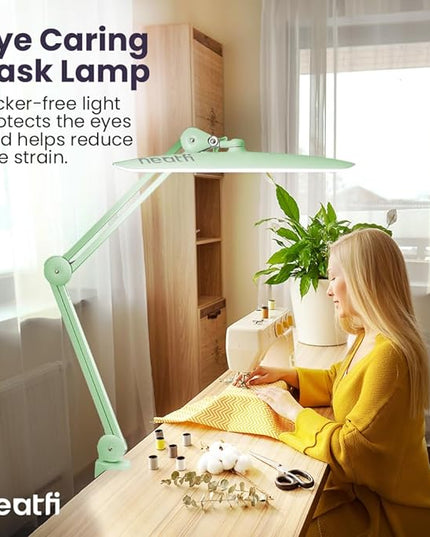 Neatfi XL 2,200 Lumens LED Task Lamp, 24W Super Bright Desk Lamp, 117 Pcs SMD LED, 4 Level Brightness, Dimmable, Task LED Light for Home, Office, Workbench (Non-CCT, Midnight Green) - LeafyLoom