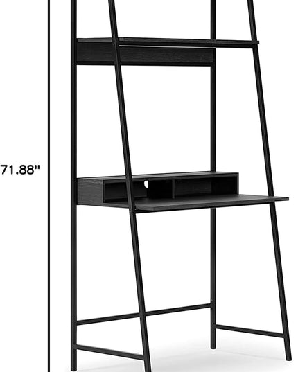 Signature Design by Ashley Yarlow Modern Home Office Writing Desk with Shelf, Black - LeafyLoom
