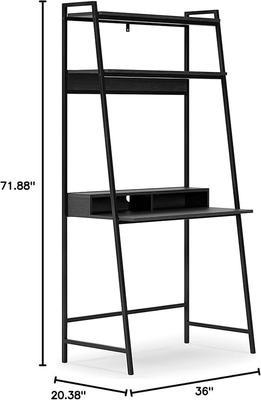 Signature Design by Ashley Yarlow Modern Home Office Writing Desk with Shelf, Black - LeafyLoom