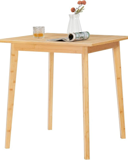 HOOBRO Bamboo Dining Table, Square Dining Table for 2, 27.6" Kitchen Table for Small Space, Writing Table, Easy to Assemble, for Dining Room, Living Room, Office, Kitchen, Apartment, Natural YL70CZ01 - LeafyLoom