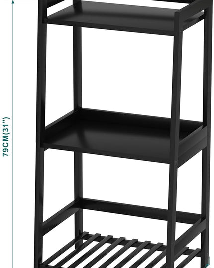 Bathroom Shelves, 3 Tier Ladder Shelf Bamboo Nightstand Open Shelving, Bookshelf Bookcase End Table Plant Stand for Living Room, Bedroom, Bathroom, Kitchen, Balcony - LeafyLoom