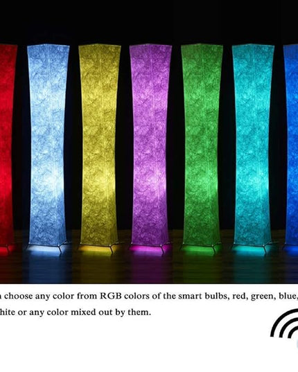 Soft Light Floor Lamp, 52" LEONC Twist RGB Color Changing Tyvek Fabric Shade Dimmable Remote Control and 2 Smart LED Bulbs for Livingroom… - LeafyLoom