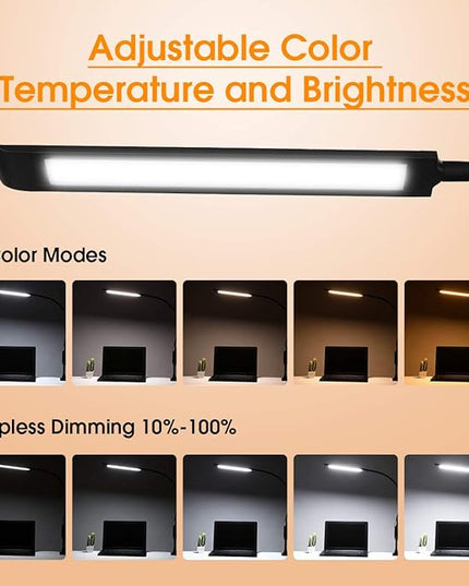 KEDSUM LED Desk Lamp with Clamp, Flexible Gooseneck Clamp Lamp with Touch & Remote Control, 10W Eye-Care Architect Desk Lamp for Office/Home, with 5 Color Modes, 5-Level Brightness & Memory Function - LeafyLoom