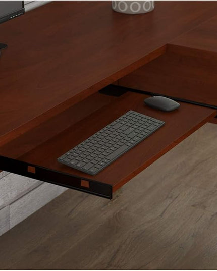 Bush Furniture Somerset 60W L Shaped Desk with Storage in Platinum Gray - LeafyLoom