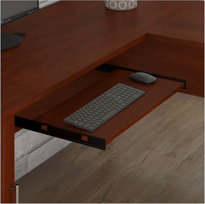 Bush Furniture Somerset 60W L Shaped Desk with Storage in Platinum Gray - LeafyLoom