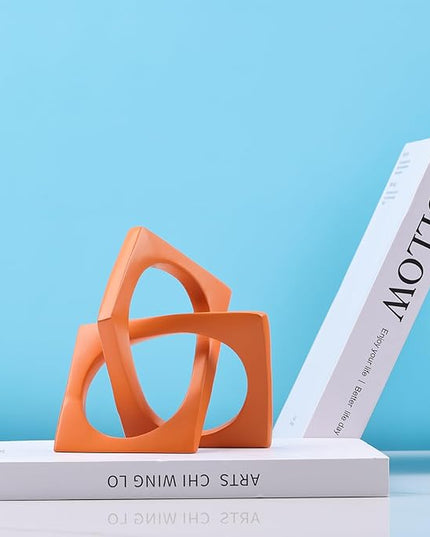 DOVDOV Geometric cube orange knot decorations, geometric sculptures, modern home decorations for home decor accents, dining tables, on shelves, consoles, entryway tabletop centrepieces - LeafyLoom