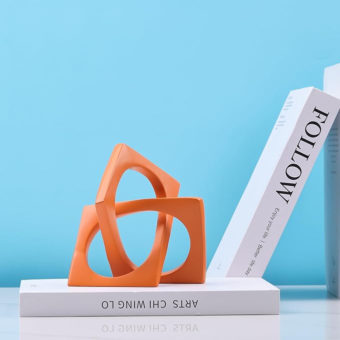 DOVDOV Geometric cube orange knot decorations, geometric sculptures, modern home decorations for home decor accents, dining tables, on shelves, consoles, entryway tabletop centrepieces - LeafyLoom