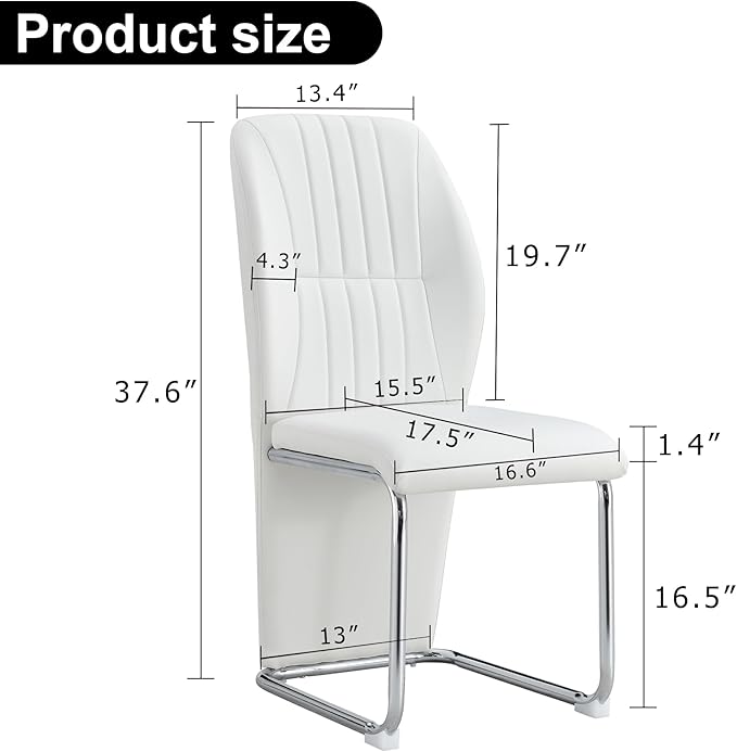 NicBex Dining Chairs Set of 4 Modern PU Dining Room Kitchen Chairs with Wrap-Around High Backrest,Silver Metal Legs,Chairs for Dining Room, Kitchen,Living Room, and Restaurants,White - LeafyLoom