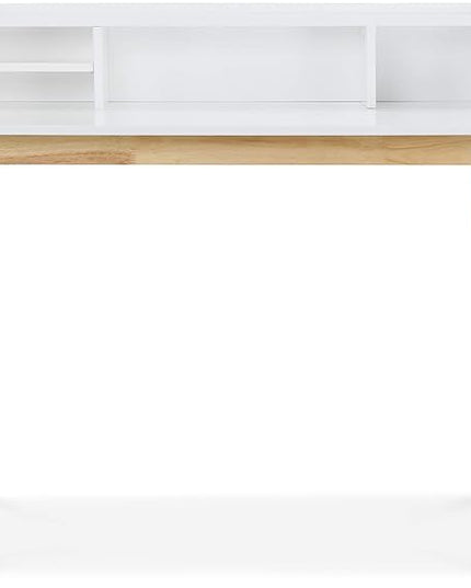 Alton Writing Computer Desk, Laptop PC Workstation, Retro Simple Study Table for Home Office, White - LeafyLoom