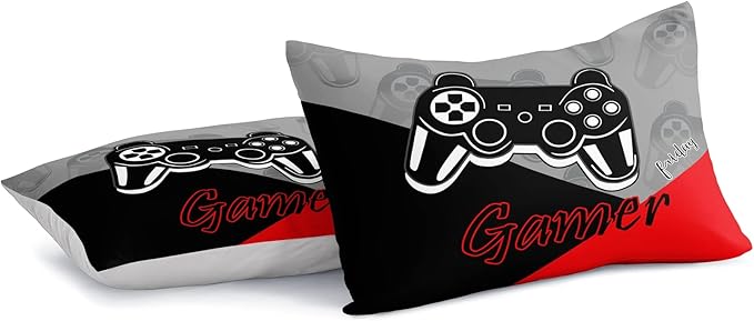 Gaming Comforter for Boys Teen Game Contoller Bedding Set for Kids Down Alternative Comforter for All Season Gamer Home Decor for Comforter Set Full,1 Comforter with 2 Pillowcases - LeafyLoom