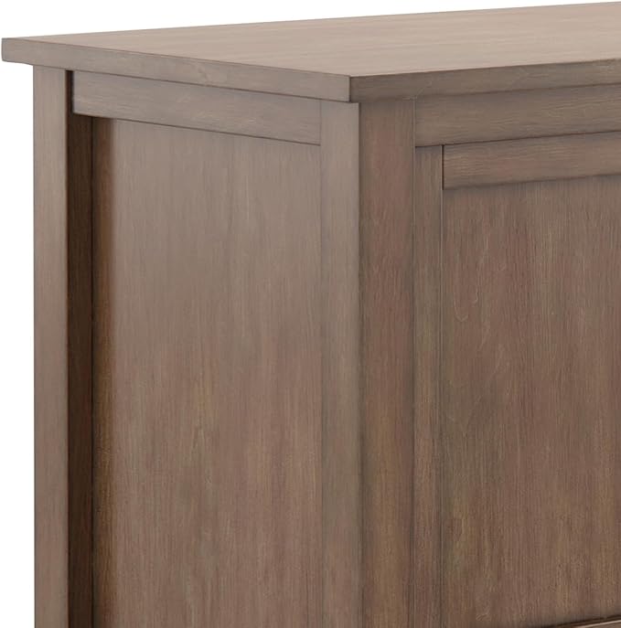 SIMPLIHOME Warm Shaker SOLID WOOD 47 Inch Wide Transitional TV Media Stand in Rustic Natural Aged Brown For TVs up to 50 Inches, For The Living Room and Entertainment Center - LeafyLoom