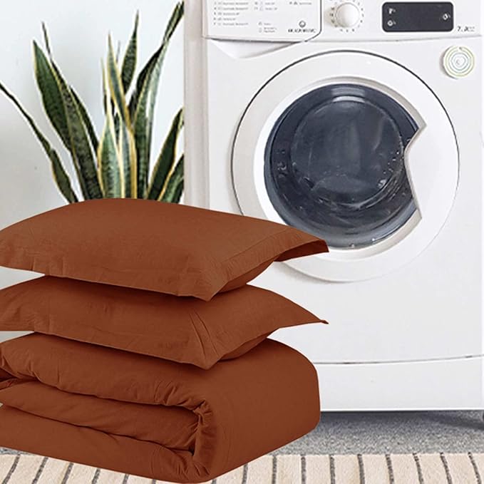 Burnt Orange King Comforter Set - 3 Piece Aesthetic Modern Terracotta Bedding Set - All Season Soft & Lightweight Microfiber Down Alternative Comforter Bed Set with 2 Pillow Shams for Women Men - LeafyLoom