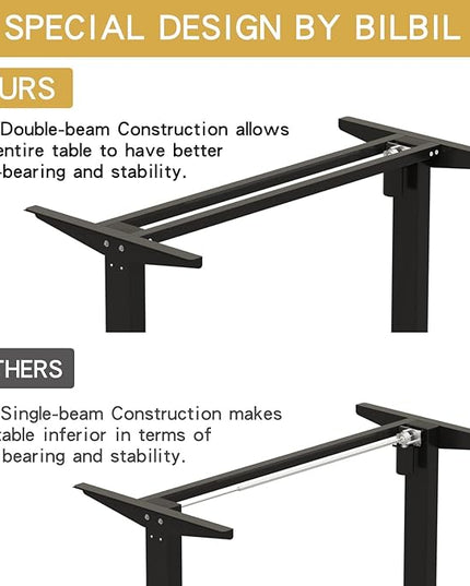 Adjustable Height L-Shaped 59 Inch Electric Standing Desk - Sit Stand Computer Desk, Stand Up Desk Table for Home Office, Black Frame and Top - LeafyLoom