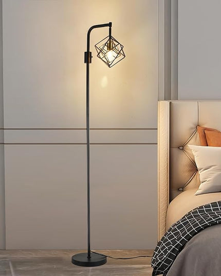 Dimmable Farmhouse Floor Lamp for Living Room, 1 Light Rustic Standing Tall Lamp, Modern Bright Floor Lamp, Industrial Standing Lamp for Bedroom, Tall Pole Lamps Office, LED Bulbs Included. - LeafyLoom
