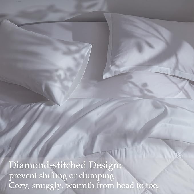 NexHome White King Size Comforter Sets Bed in a Bag 7-Pieces Soft All Season Bedding Sets with Comforter, Pillow Shams, Flat Sheet, Fitted Sheet and Pillowcases - LeafyLoom