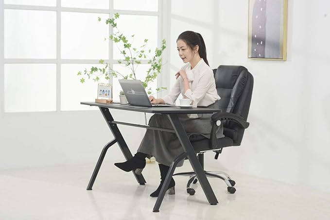 ApexDesk 47" Computer Desk, Modern Simple Style Desk for Home Office, Study Student Writing Desk - Black - LeafyLoom