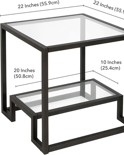 Henn&Hart 22" Wide Square Side Table in Blackened Bronze, Table for Living Room, Bedroom - LeafyLoom