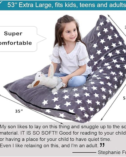 Stuffed Animal Storage Bean Bag Chair Cover | 53" Extra Large Beanbag for Kids and Adults, Plush Toys Holder and Organizer for Boys and Girls | Premium Velvet - Soft & Comfortabl (Stars Style) - LeafyLoom