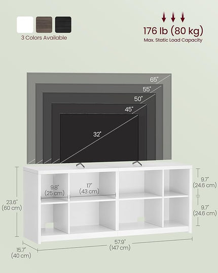 VASAGLE TV Stand for TVs up to 65 Inches, Entertainment Center with Storage Shelves, TV Console Table, Easy to Assemble, TV Cabinet for Living Room, Bedroom, Cloud White ULTV111W01 - LeafyLoom