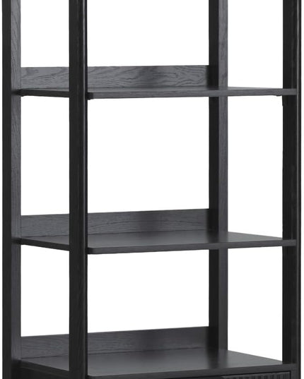 Walker Edison Modern Narrow Open Bookshelf Bottom, 22 Inch, One-Drawer Black - LeafyLoom