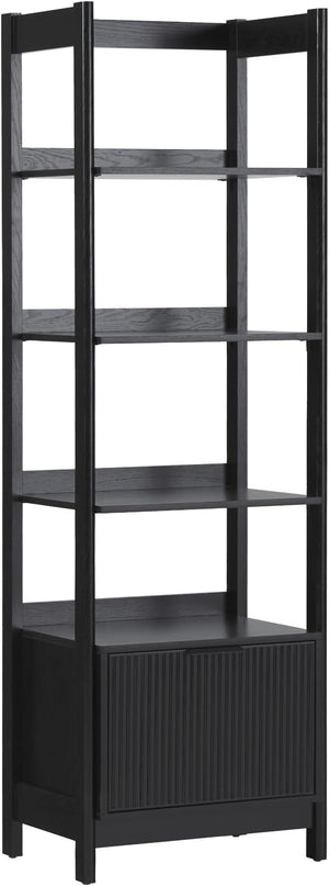 Walker Edison Modern Narrow Open Bookshelf Bottom, 22 Inch, One-Drawer Black - LeafyLoom