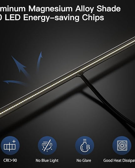 Desk Lamp with Clamp, 31.5" LED Desk Lamp for Home Office, 24W Gesture Sensing Control Desk Light, Dimmable & Color Temperature, Eye-Caring Office Lamp, Brightest Architect Lamp for Screen - LeafyLoom