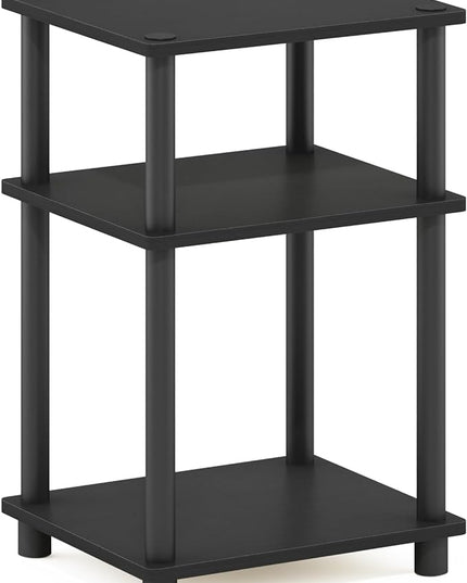 Furinno Simplistic a Frame Computer Desk, Espresso & Just 3-Tier Turn-N-Tube End Table/Side Table/Night Stand/Bedside Table with Plastic Poles, 1-Pack, Americano/Black - LeafyLoom