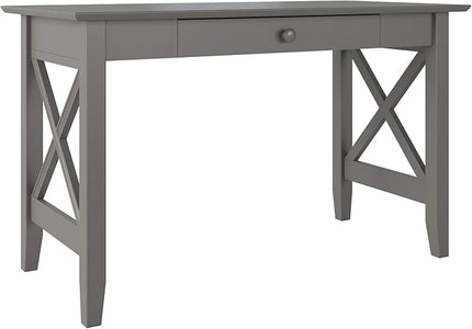AFI 48" Solid Wood Writing Desk - Sturdy X Design - Home Office Desk with Drawer - Laptop Computer Work Study Table Grey - LeafyLoom