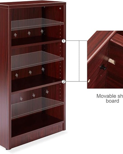 3 Shelf Wood Bookcase Freestanding Display Shelf Adjustable Layers Bookshelf for Home Office Library Small Narrow Space(Mahogany, 3-Layers,24.4W x 11.6D x 44.1H inch) - LeafyLoom