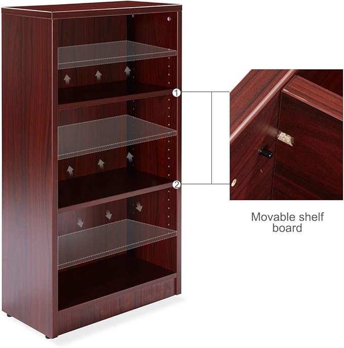 3 Shelf Wood Bookcase Freestanding Display Shelf Adjustable Layers Bookshelf for Home Office Library Small Narrow Space(Mahogany, 3-Layers,24.4W x 11.6D x 44.1H inch) - LeafyLoom