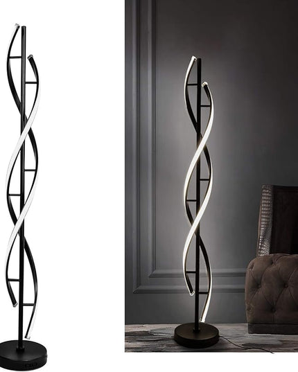 Modern Floor lamp 53 in,LCiWZ 35W Night Light Dimming Standing Lamp,Corner Spiral Floor Lamp with Remote Control,Eye-Caring Reading Light Very Suitable Black. - LeafyLoom