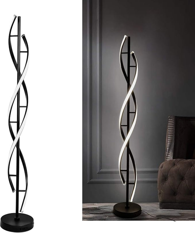 Modern Floor lamp 53 in,LCiWZ 35W Night Light Dimming Standing Lamp,Corner Spiral Floor Lamp with Remote Control,Eye-Caring Reading Light Very Suitable Black. - LeafyLoom