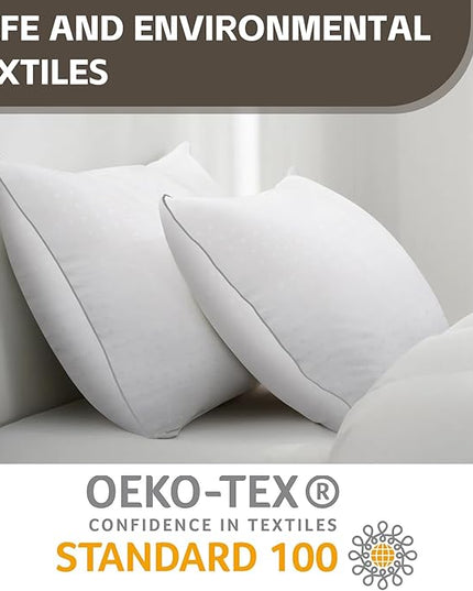 HIMOON Bed Pillows for Sleeping 4 pack,Queen Size Cooling Pillows Set of 4,Top-end Microfiber Cover for Side Stomach Back Sleepers(Grey Edge) - LeafyLoom