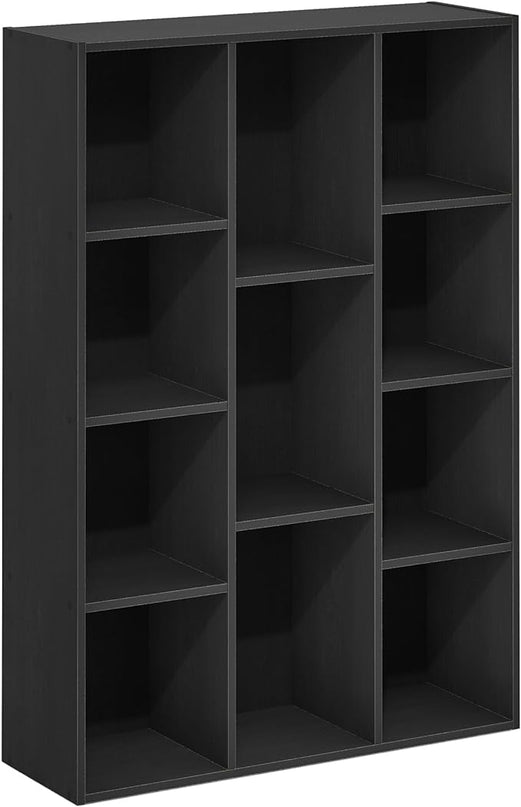 Furinno Luder 11-Cube Reversible Open Shelf Bookcase, Blackwood - LeafyLoom