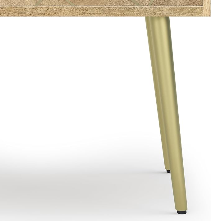 SIMPLIHOME Jager Contemporay Mid Century 22 Inch Wide Metal Side Table in Natural, for The Living Room and Bedroom - LeafyLoom