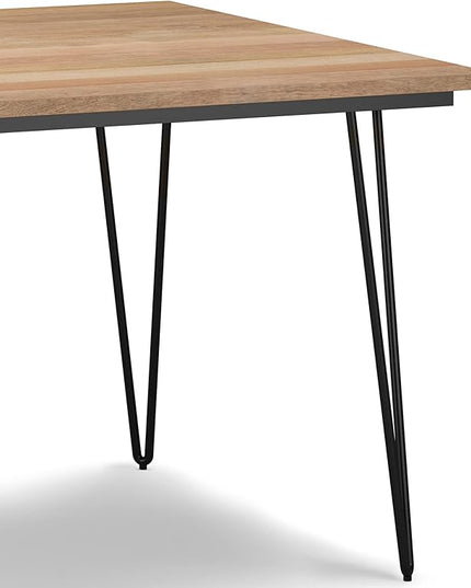 SIMPLIHOME Hunter SOLID MANGO WOOD and Metal 42 Inch Wide Square Industrial Dining Table in Natural, For the Dining Room - LeafyLoom