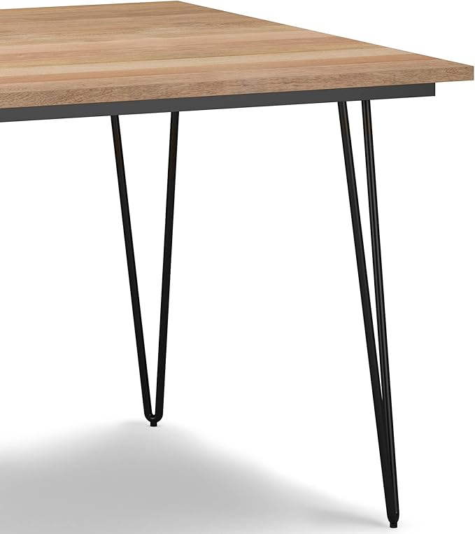 SIMPLIHOME Hunter SOLID MANGO WOOD and Metal 42 Inch Wide Square Industrial Dining Table in Natural, For the Dining Room - LeafyLoom