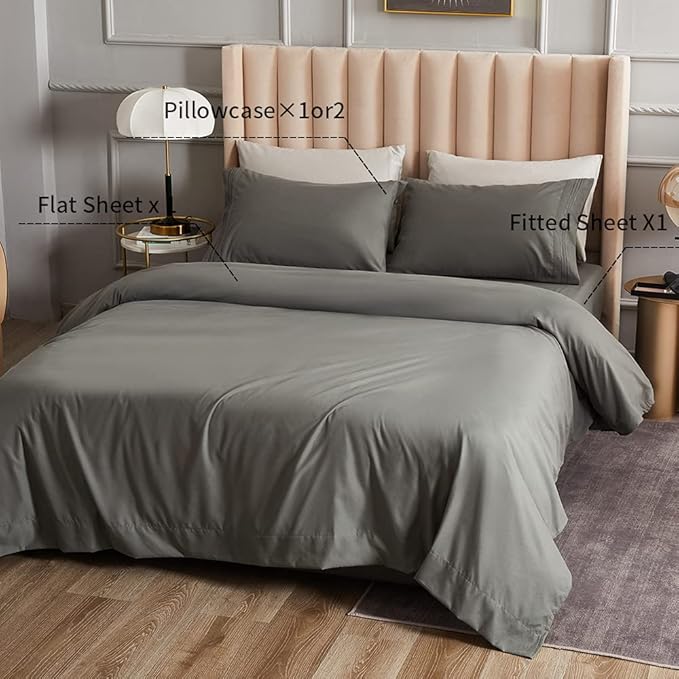 Bed Sheet Set - Brushed Microfiber Bedding - Bedding Sheets & Pillowcases - Deep Pockets - Easy Fit - Breathable & Cooling Sheets - 4 Piece Full Dark Gray Sheet - LeafyLoom